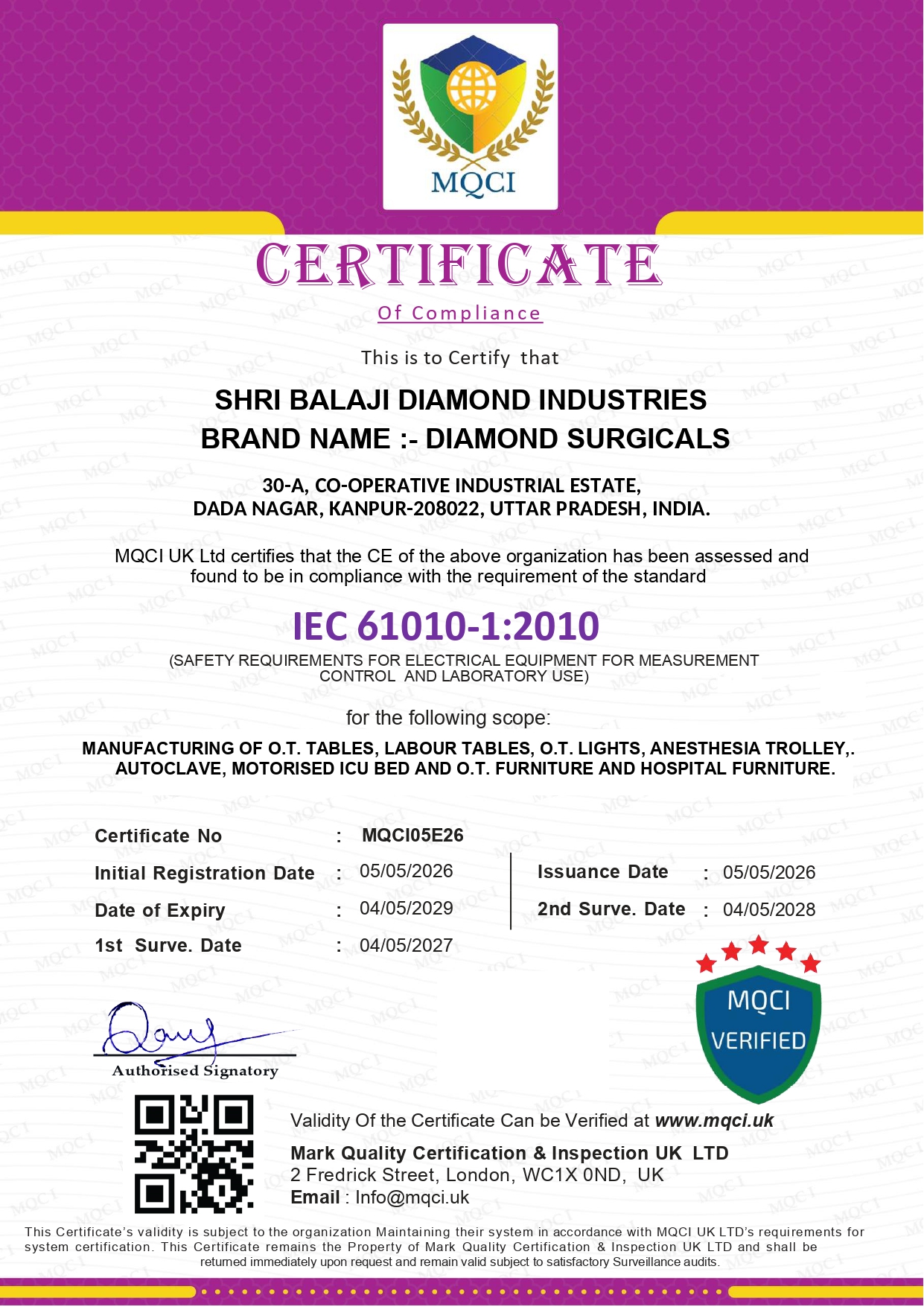 IEC 61010 Certificate